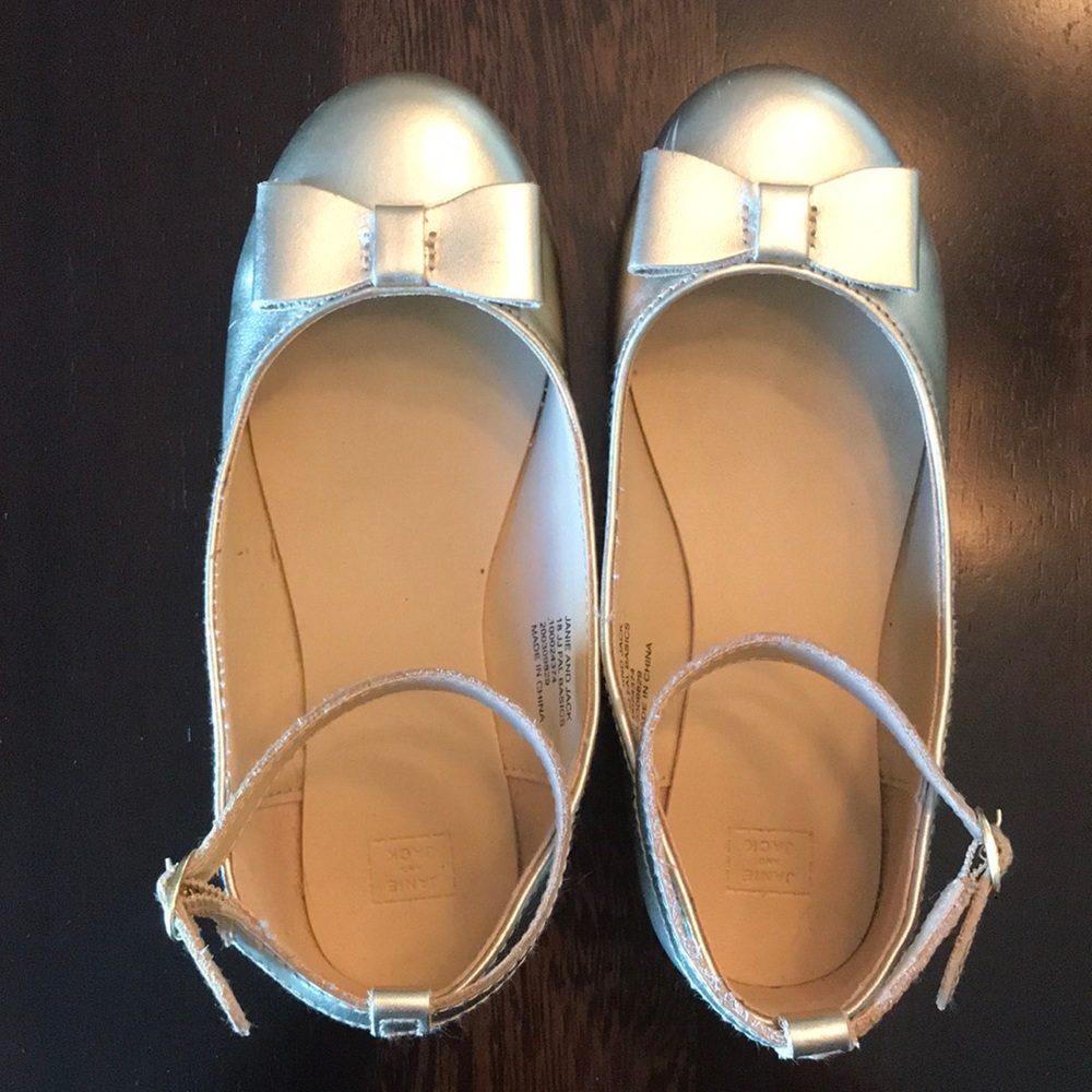 Girls Janie & Jack Metallic Bow Flat